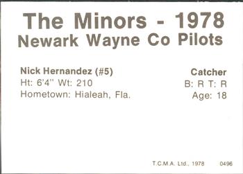 1978 TCMA Newark Wayne Co-Pilots #20 Nick Hernandez Back
