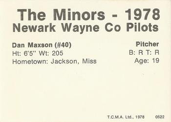 1978 TCMA Newark Wayne Co-Pilots #29 Dan Maxson Back