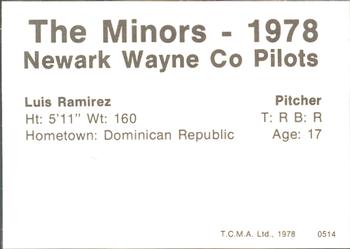 1978 TCMA Newark Wayne Co-Pilots #35 Luis Ramirez Back