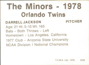 1978 TCMA Orlando Twins #0222 Darrell Jackson Back