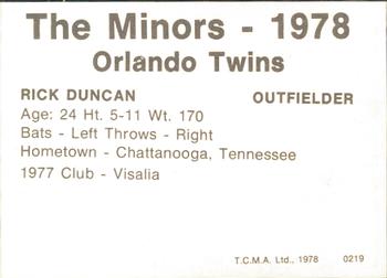 1978 TCMA Orlando Twins #0219 Kevin McWhirter Back
