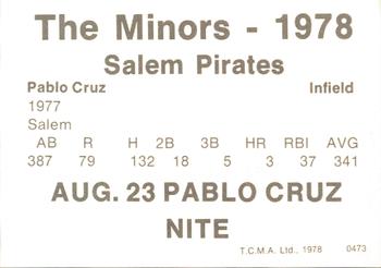 1978 TCMA Salem Pirates #2 Pablo Cruz Back