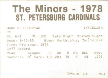 1978 TCMA St. Petersburg Cardinals #NNO Mark Bumstead Back