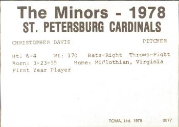 1978 TCMA St. Petersburg Cardinals #NNO Chris Davis Back