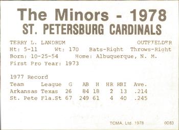 1978 TCMA St. Petersburg Cardinals #NNO Terry Landrum Back