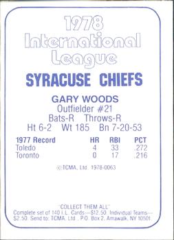 1978 TCMA Syracuse Chiefs #63 Gary Woods Back