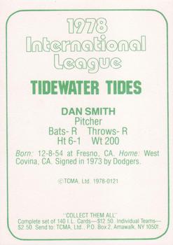 1978 TCMA Tidewater Tides #121 Dan Smith Back
