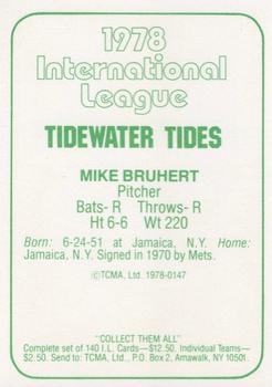 1978 TCMA Tidewater Tides #147 Mike Bruhert Back