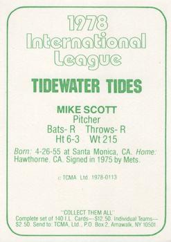1978 TCMA Tidewater Tides #113 Mike Scott Back