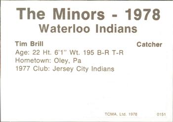 1978 TCMA Waterloo Indians #4 Tim Brill Back