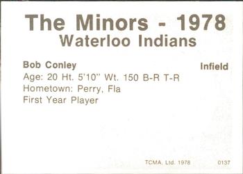 1978 TCMA Waterloo Indians #6 Bob Conley Back