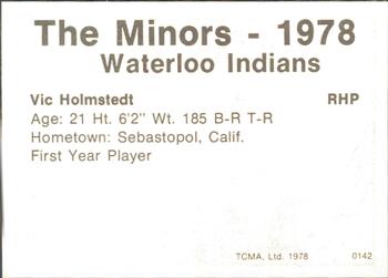 1978 TCMA Waterloo Indians #12 Vic Holmstedt Back