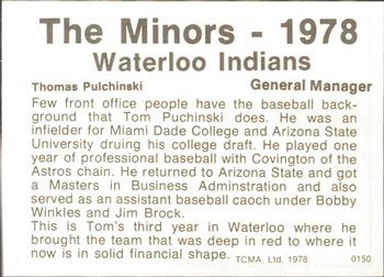 1978 TCMA Waterloo Indians #16 Thomas Pulchinski Back