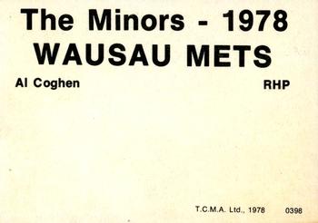 1978 TCMA Wausau Mets #0398 Al Coghen Back