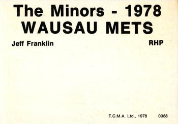 1978 TCMA Wausau Mets #0388 Jeff Franklin Back