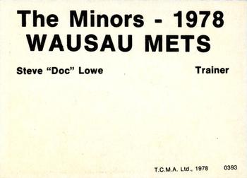 1978 TCMA Wausau Mets #0393 Steve Lowe Back