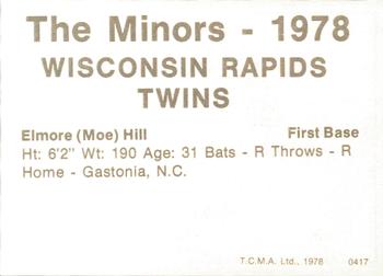 1978 TCMA Wisconsin Rapids Twins #0417 Elmore Hill Back