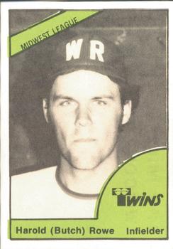 1978 TCMA Wisconsin Rapids Twins #0411 Harold Rowe Front