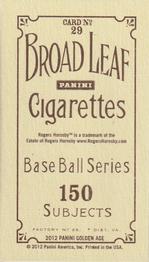 2012 Panini Golden Age - Mini Broad Leaf Brown Ink #29 Rogers Hornsby Back