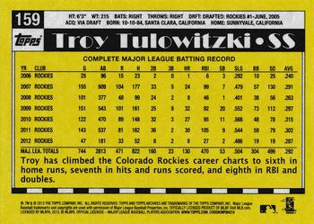 2013 Topps Archives #159 Troy Tulowitzki Back