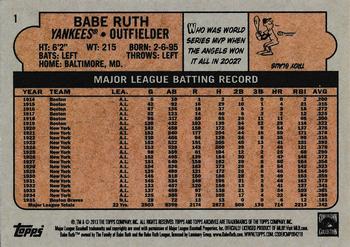 2013 Topps Archives #1 Babe Ruth Back