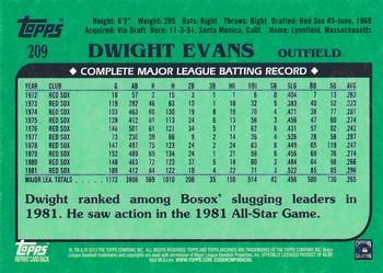 2013 Topps Archives #209 Dwight Evans Back