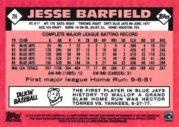 2013 Topps Archives #216 Jesse Barfield Back