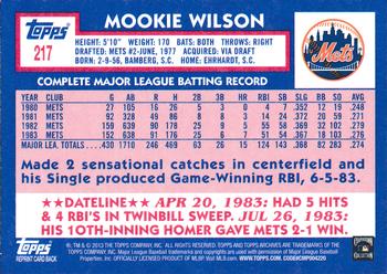 2013 Topps Archives #217 Mookie Wilson Back