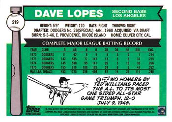 2013 Topps Archives #219 Dave Lopes Back