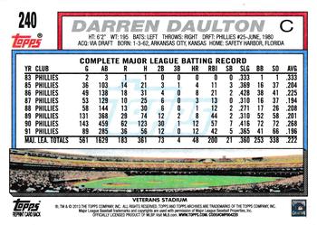2013 Topps Archives #240 Darren Daulton Back