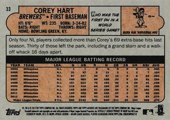 2013 Topps Archives #33 Corey Hart Back
