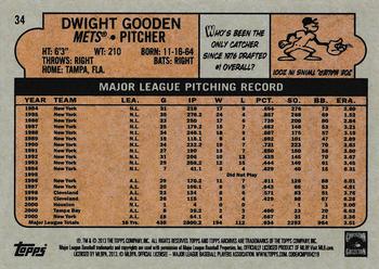 2013 Topps Archives #34 Dwight Gooden Back