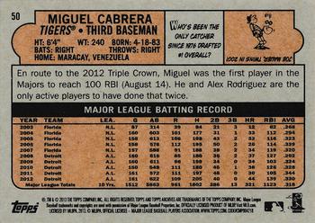 2013 Topps Archives #50 Miguel Cabrera Back