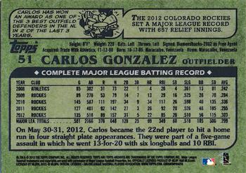 2013 Topps Archives #51 Carlos Gonzalez Back