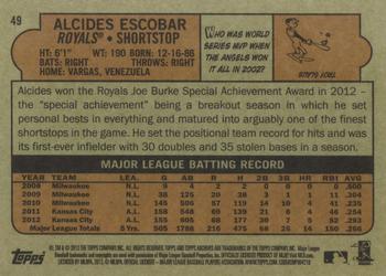 2013 Topps Archives #49 Alcides Escobar Back