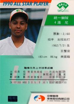 1990 CPBL All-Star Players #R13 Tony Metoyer Back