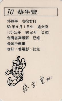 1991 CPBL All-Star Players #W06 Sheng-Feng Tsai Back