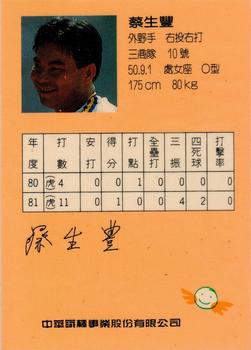 1992 CPBL All-Star Players #R05 Sheng-Feng Tsai Back