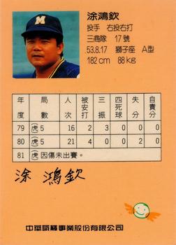 1992 CPBL All-Star Players #R07 Hung-Chin Tu Back