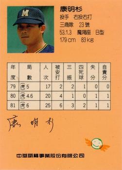 1992 CPBL All-Star Players #R08 Ming-Shan Kang Back