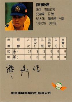 1992 CPBL All-Star Players #W07 Yi-Hsin Chen Back