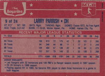 1988 Chef Boyardee #9 Larry Parrish Back