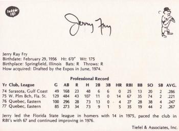 1978 Tiefel & Associates Denver Bears #NNO Jerry Fry Back