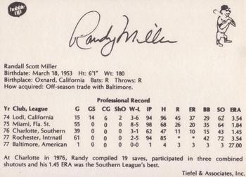 1978 Tiefel & Associates Denver Bears #NNO Randy Miller Back