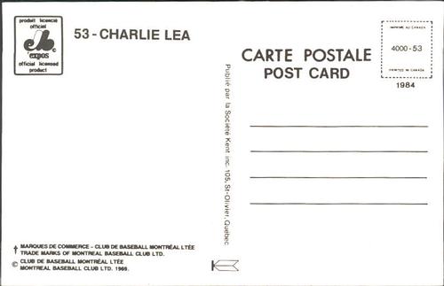 1984 Montreal Expos Postcards #NNO Charlie Lea Back