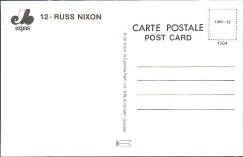 1984 Montreal Expos Postcards #NNO Russ Nixon Back