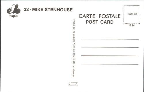 1984 Montreal Expos Postcards #NNO Mike Stenhouse Back