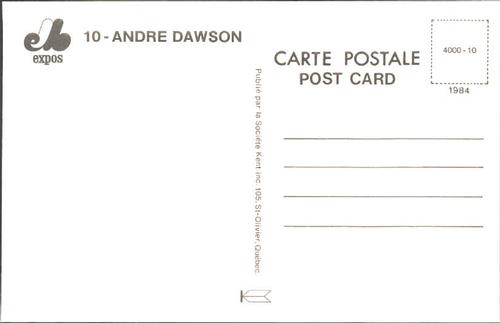 1984 Montreal Expos Postcards #NNO Andre Dawson Back
