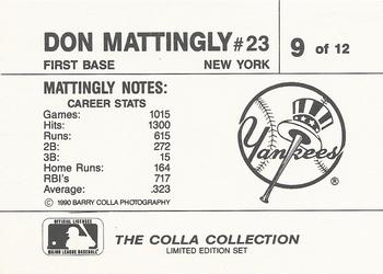 1990 The Colla Collection Limited Edition Don Mattingly #9 Don Mattingly Back