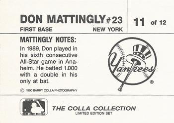 1990 The Colla Collection Limited Edition Don Mattingly #11 Don Mattingly Back